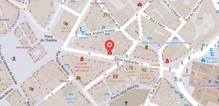 Carte OpenStreetMap montrant les locaux de gentle IT au 31 rue Faidherbe à Lille, à deux pas de la gare Lille Flandres
