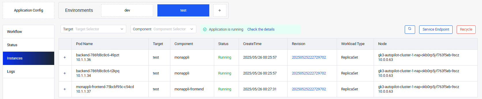 Page écran Workflow